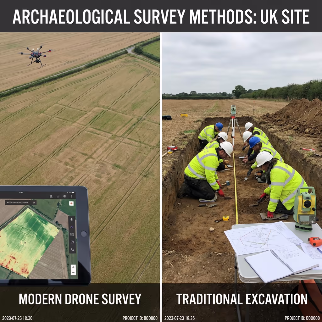 Comparison of drone archaeological survey and traditional excavation methods