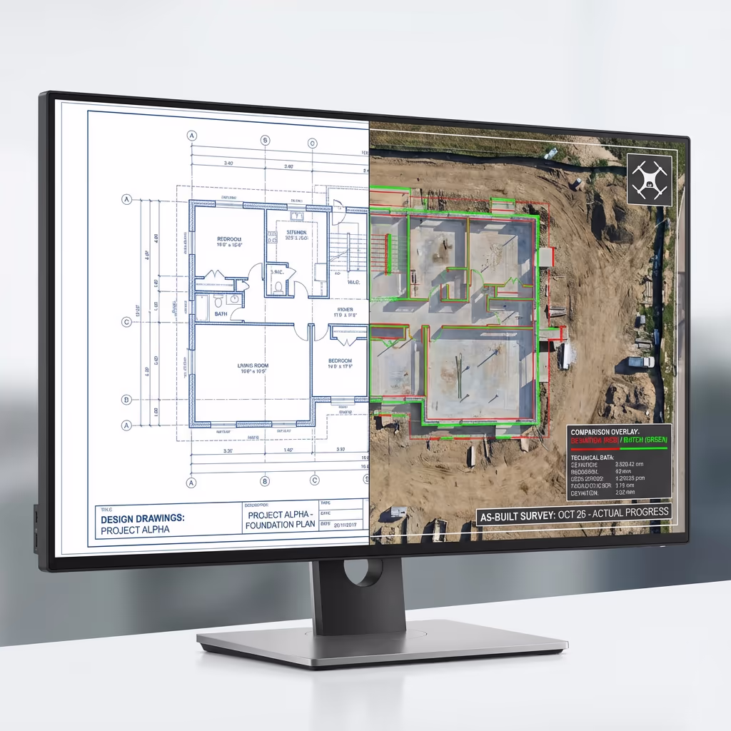 Comparison of UAV as-built survey data with original design drawings