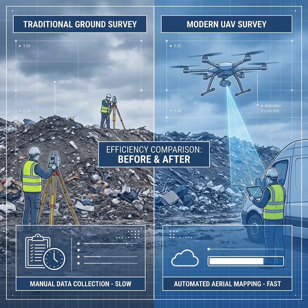 Comparison of drone landfill survey versus traditional ground survey methods