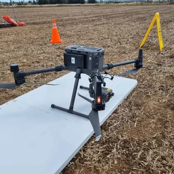 Commercial property surveying with professional drone equipment