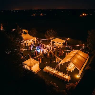 Sunset ceremony aerial photography with professional drone