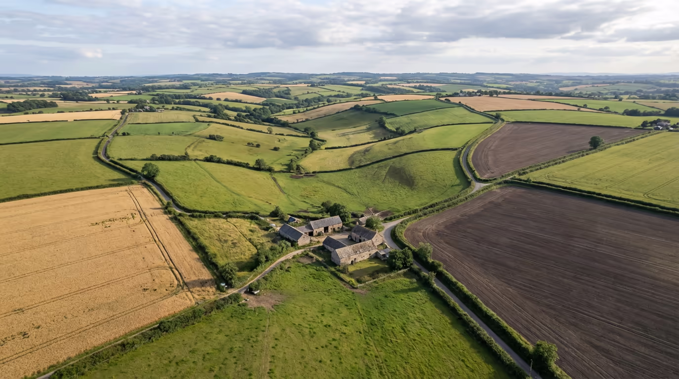 Drone photography of UK farmland and agricultural fields