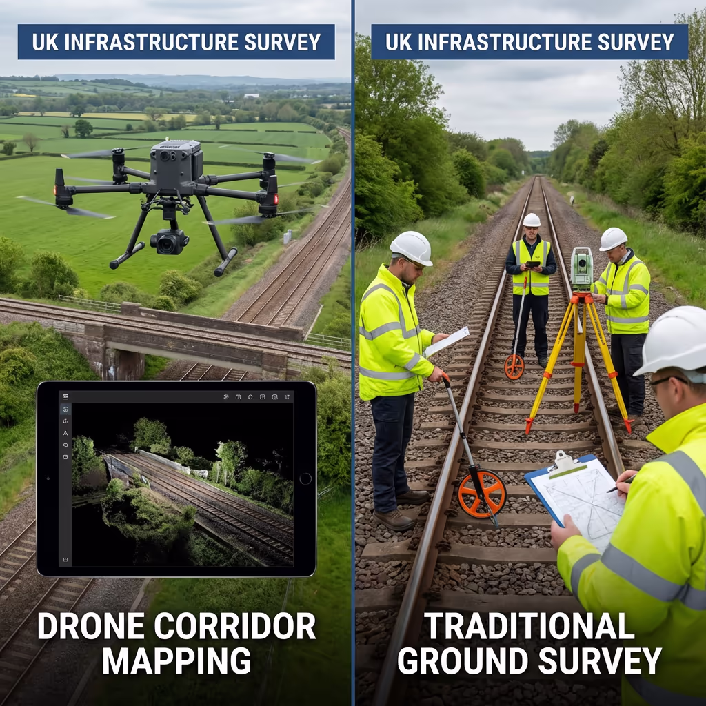 Comparison of drone corridor mapping versus traditional ground survey methods