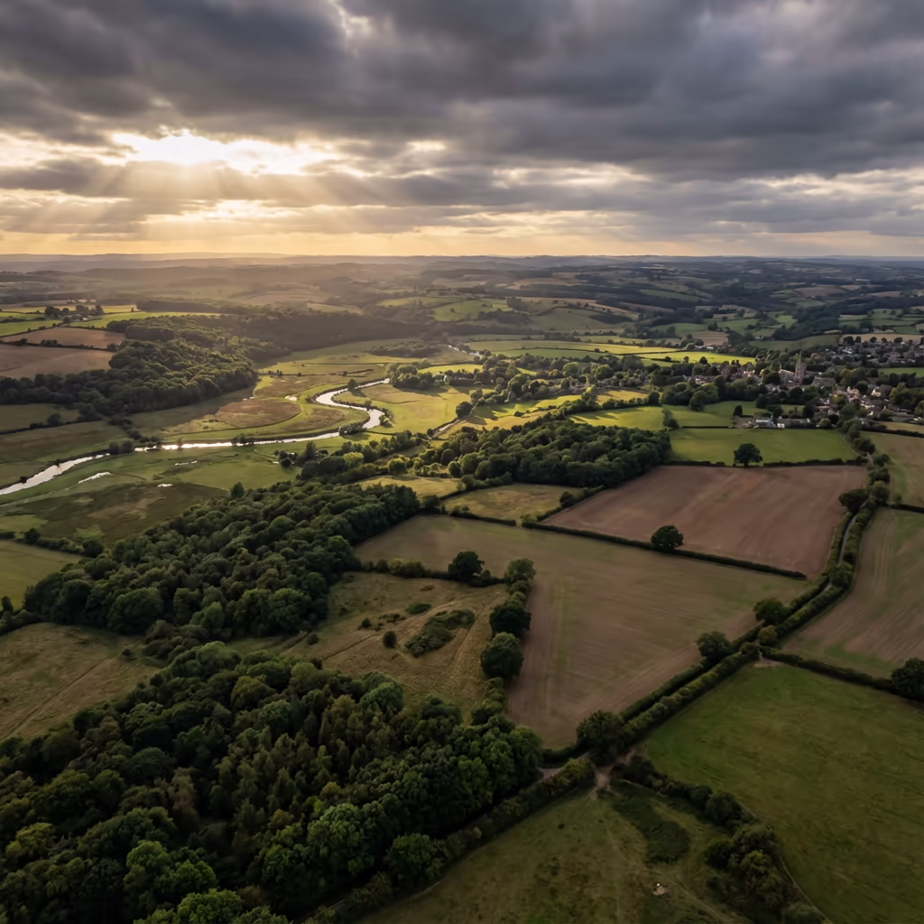 Railway infrastructure from above showing tracks, stations, and depots