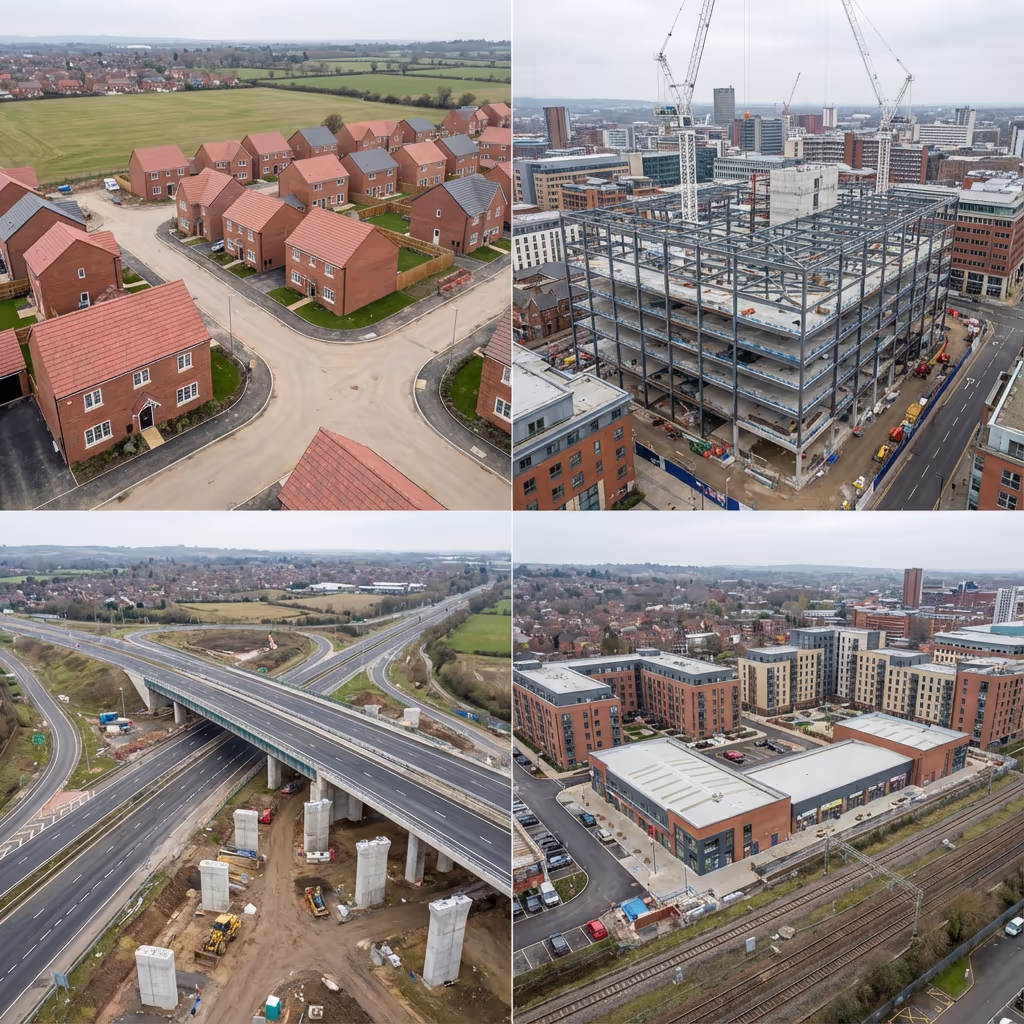Solar farm drone view showing various panel configurations