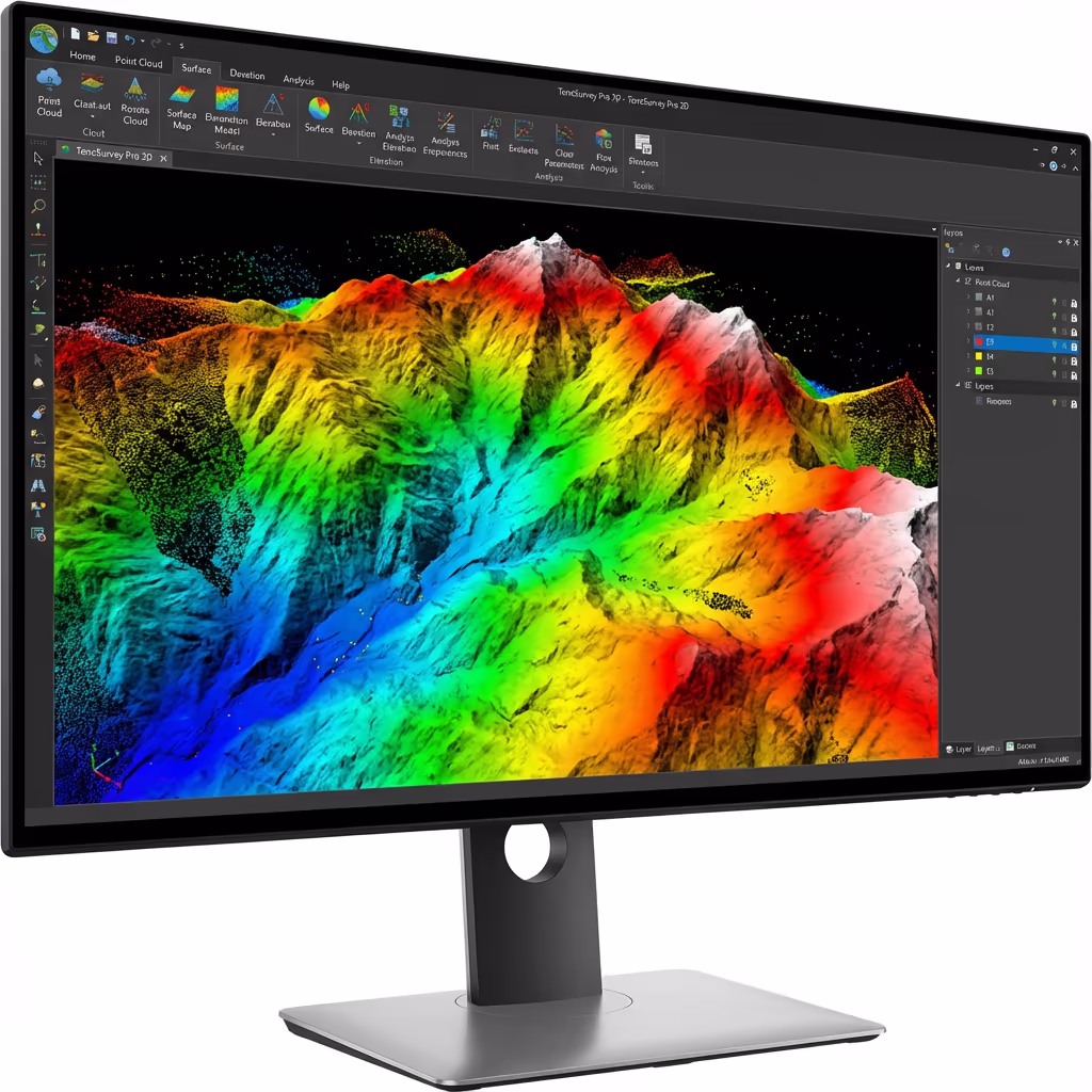 Drone view showing various site features captured in topographic survey