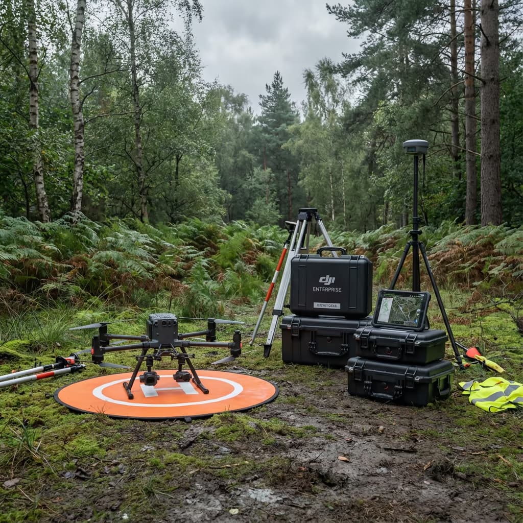 Professional survey team discussing project requirements with client