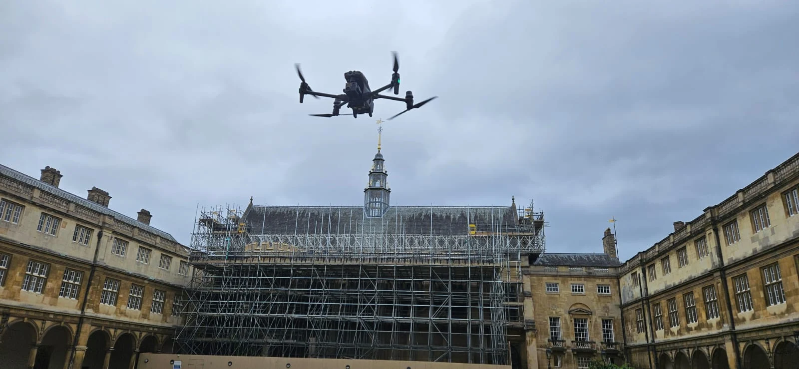 Professional drone inspection of a UK property roof
