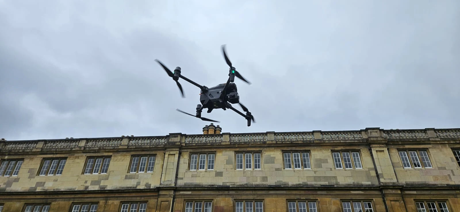 Drone being deployed for a building inspection job