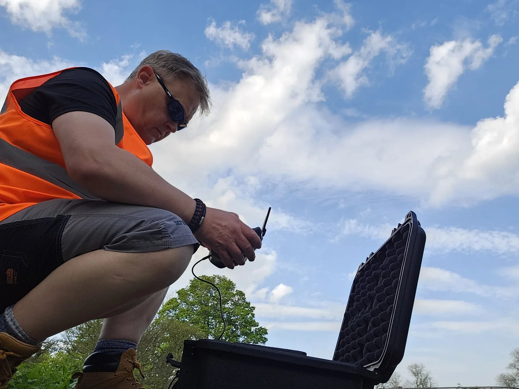 Specific Category drone pilot preparing a larger commercial drone