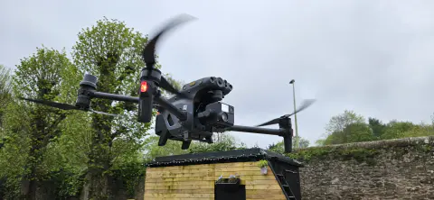 DJI Matrice drone in flight during inspection job