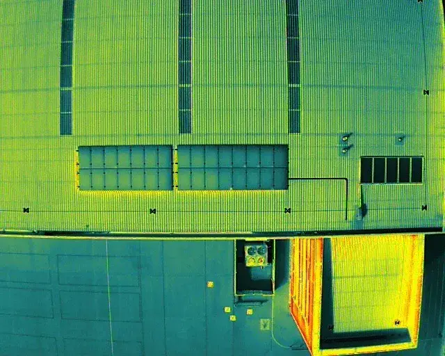 Commercial flat roof inspection captured by drone