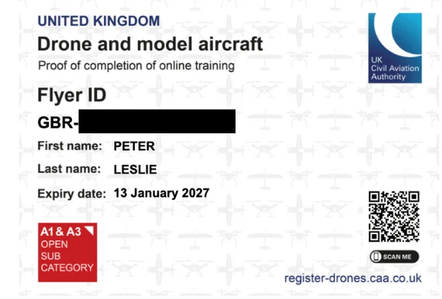 Peter Leslie Flyer ID certificate