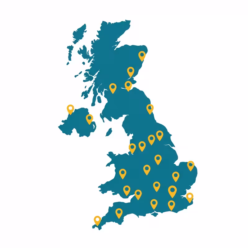 UK drone survey coverage map showing nationwide service areas
